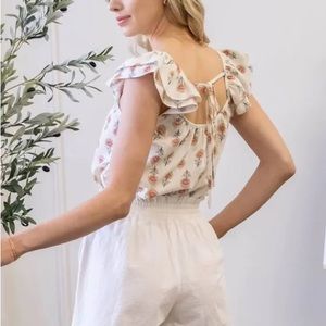 Blu Pepper | Flower Power Flutter Sleeve top | size small